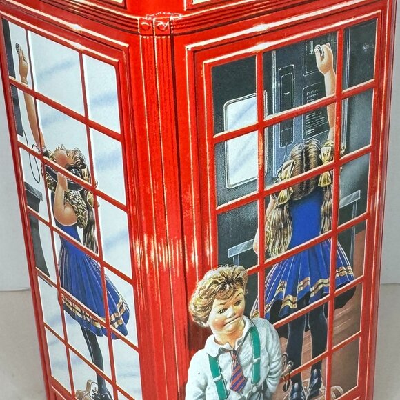 Vintage Tin Coin Bank England Telephone Booth Red Churchill's Jelly Beans - Picture 4 of 7
